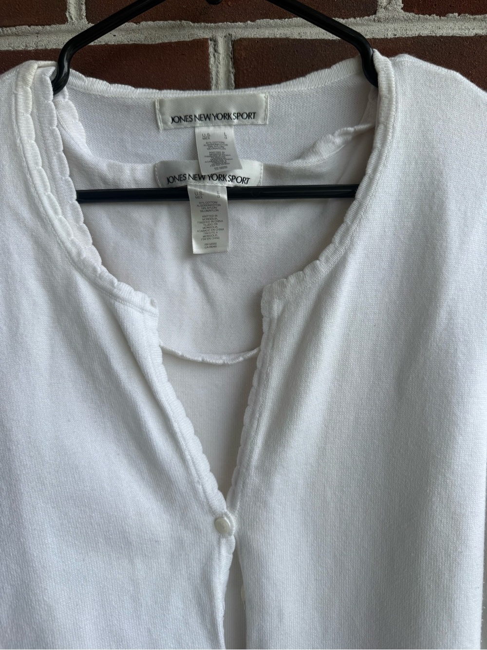 Jones New York Sport White Knit 2-piece Cardigan Tank Twin w/ Scoop Neck Shell L - Picture 9 of 10